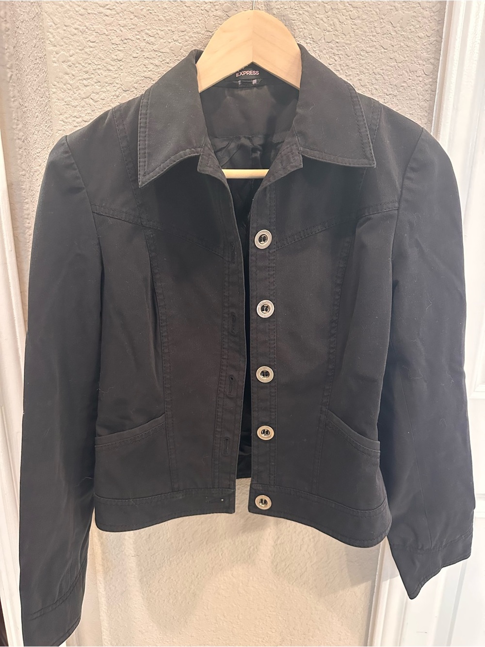 Express Women’s Black Jean Button-Front Jacket